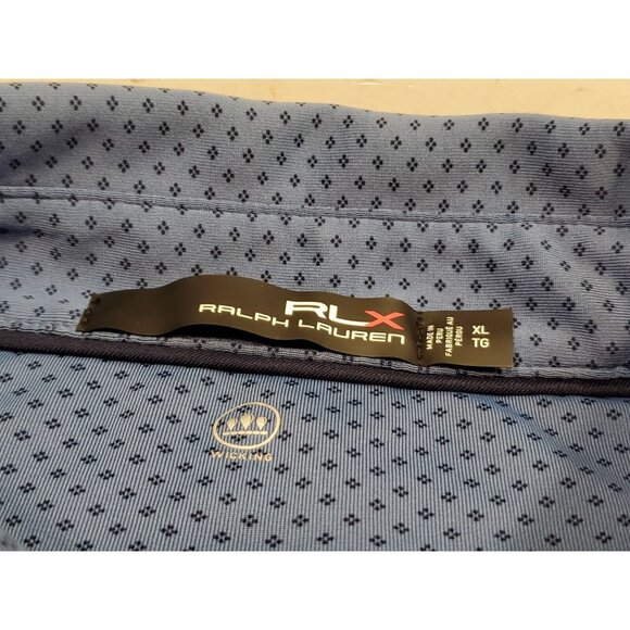 RLX Ralph Lauren Men's XL Blue Geometric Print Short Sleeve Wicking Polo Shirt - Picture 2 of 6